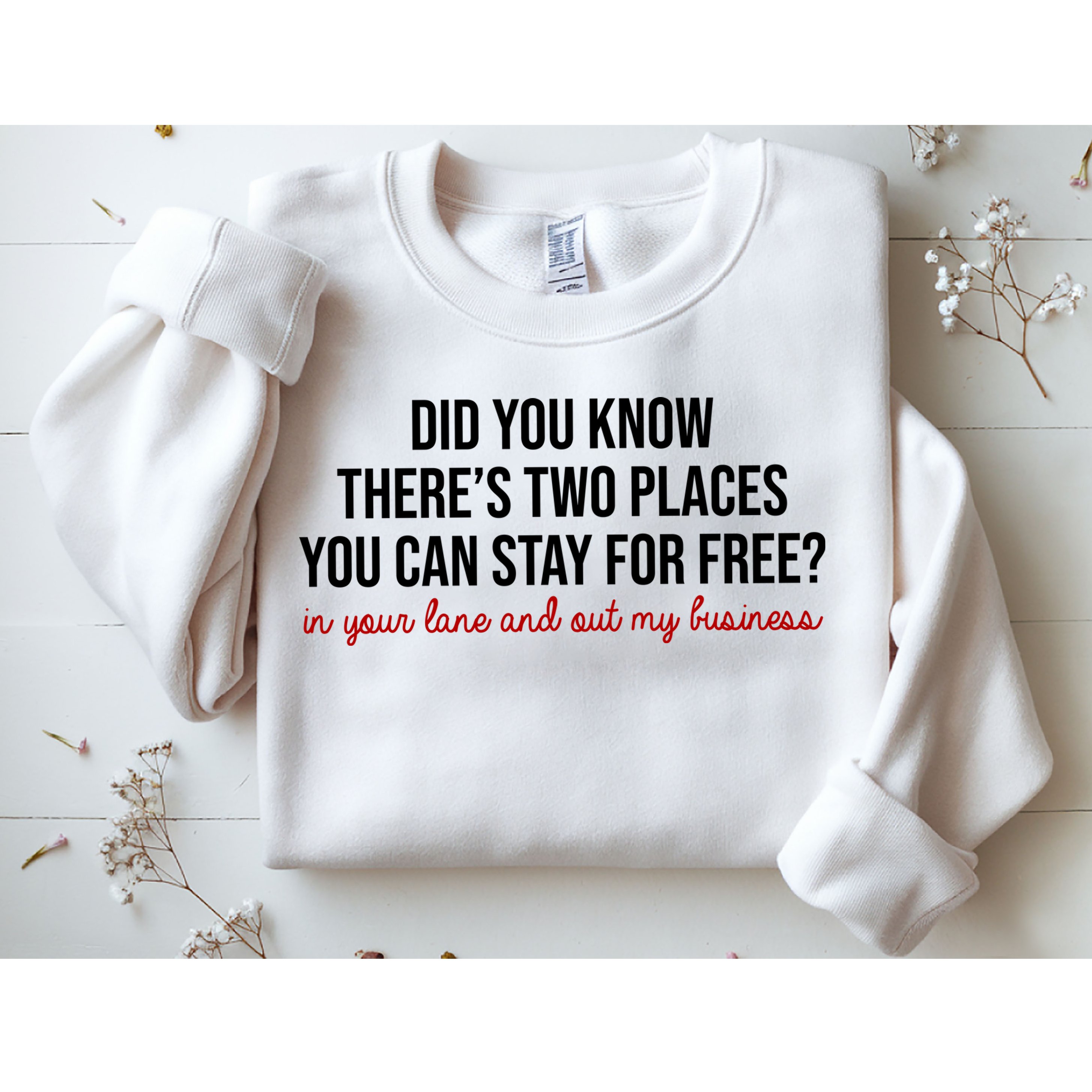 Two Places You Can Stay For Free In Your Lane And Out My Business Sweatshirt