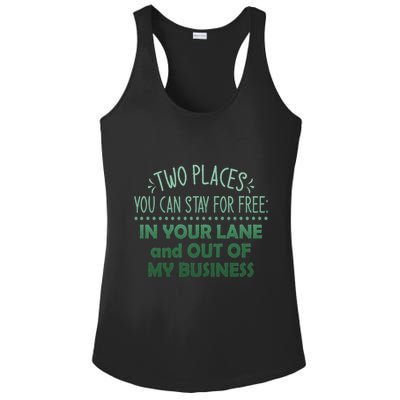 Two Places You Can Stay For Free In Your Lane And Business Ladies PosiCharge Competitor Racerback Tank