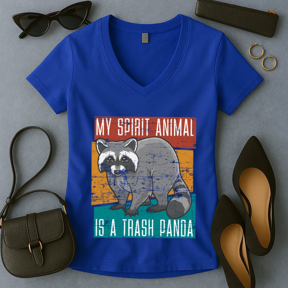 Trash Panda Zoo Keeper Gift Spirit Animal Racoon Cool Gift Women's V-Neck T-Shirt