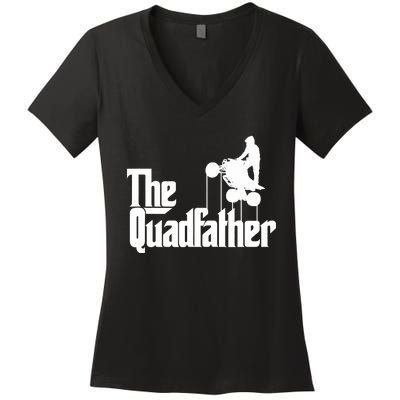 The Quadfather ATV Four Wheeler Quad Bike Gift Women's V-Neck T-Shirt