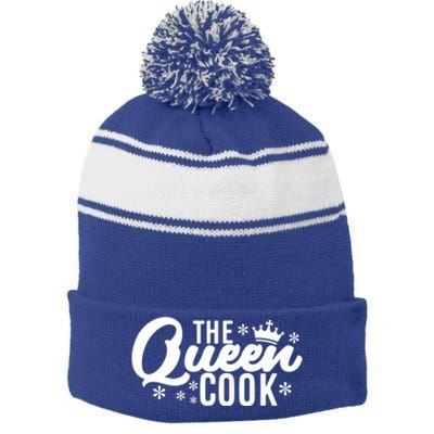 The Queen Cook Kitchen Meaningful Gift Stripe Pom Pom Beanie