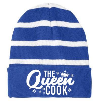 The Queen Cook Kitchen Meaningful Gift Striped Beanie with Solid Band