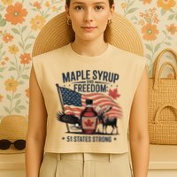 Trump Q Canada 51st State Of Usa Garment-Dyed Women's Muscle Tee