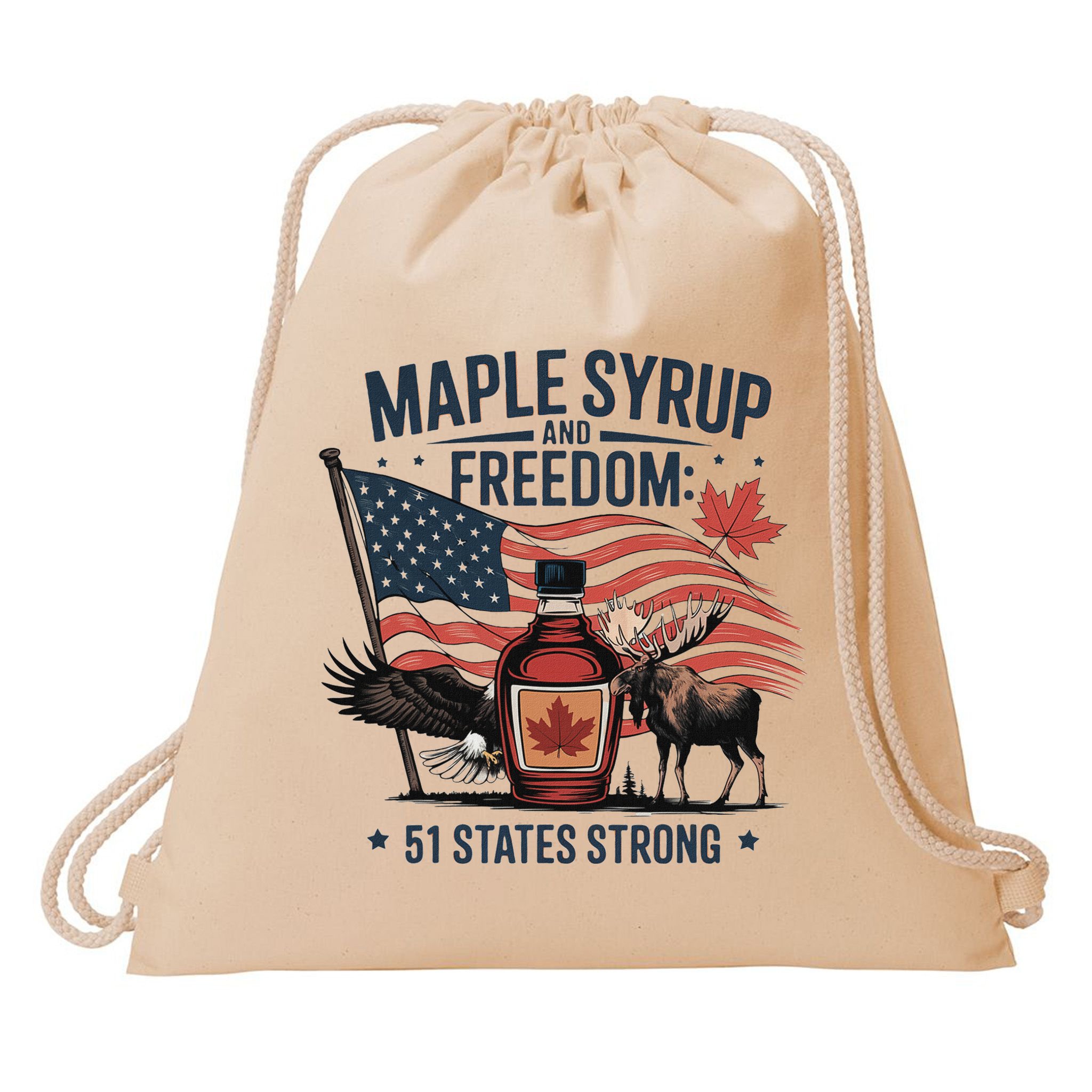 Trump Q Canada 51st State Of Usa Drawstring Bag