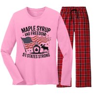 Trump Quote Canada 51st State Of Usa Women's Long Sleeve Flannel Pajama Set 