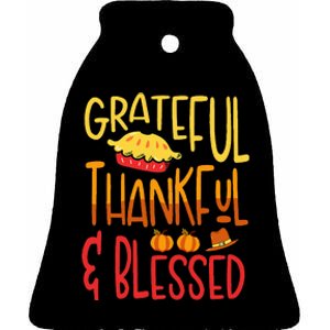 Thanksgiving Quote Embrace Gratitude and Blessings Ceramic Bell Ornament