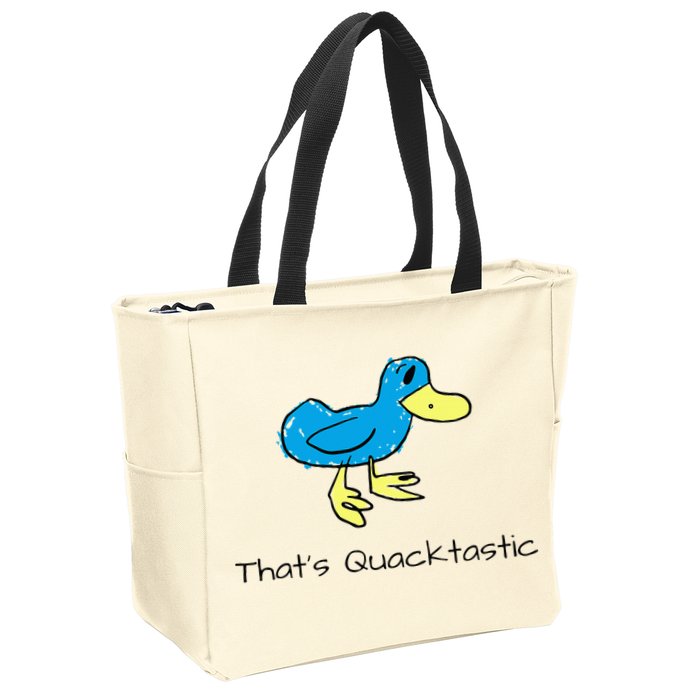 ThatS Quacktastic Funny Blue Duck Zip Tote Bag