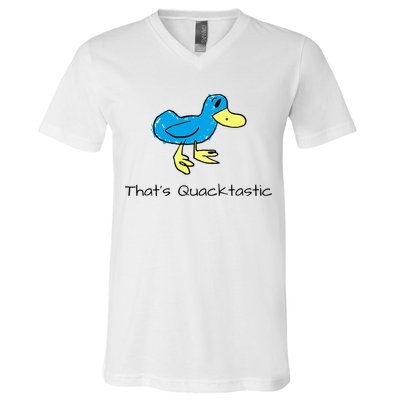 ThatS Quacktastic Funny Blue Duck V-Neck T-Shirt