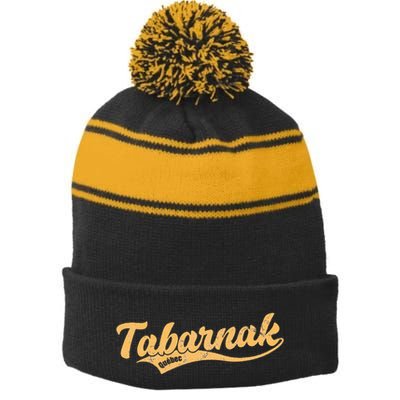 Tabarnak Quebec French Canadian Canada Profanity Sacre Cuss Stripe Pom Pom Beanie
