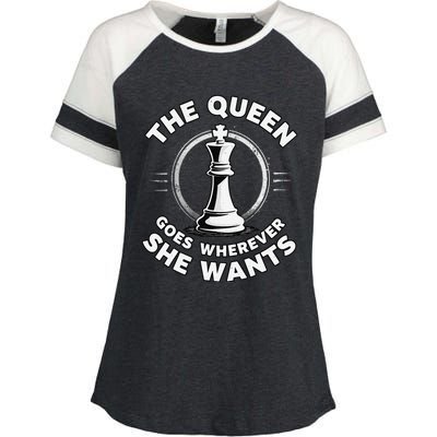 The Queen Goes Wherever She Wants Chess Enza Ladies Jersey Colorblock Tee