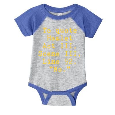 To Quote Hamlet Act Iii Scene Iii Line 92 No Funny Literary Gift Infant Baby Jersey Bodysuit