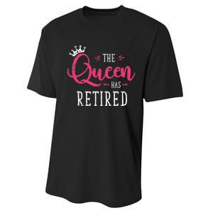 The Queen Has Retired Funny Retired Wo Gift Retirement Performance Sprint T-Shirt