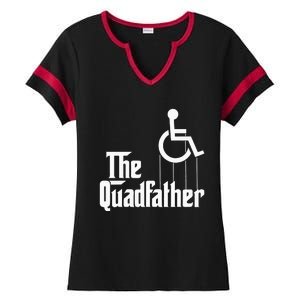 The Quadfather Handicap  Funny Wheelchair Ladies Halftime Notch Neck Tee