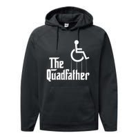 The Quadfather Handicap  Funny Wheelchair Performance Fleece Hoodie