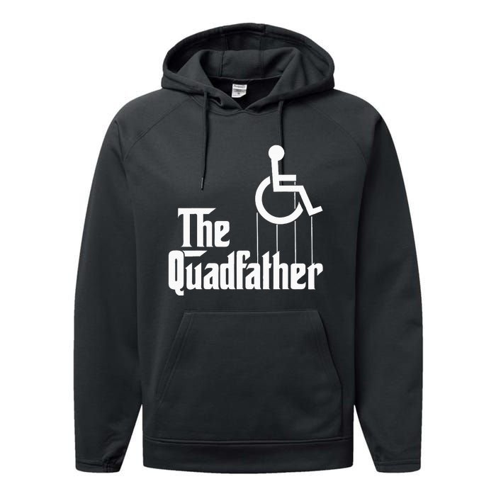 The Quadfather Handicap  Funny Wheelchair Performance Fleece Hoodie