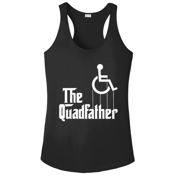 The Quadfather Handicap  Funny Wheelchair Ladies PosiCharge Competitor Racerback Tank