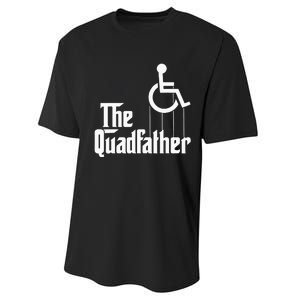 The Quadfather Handicap  Funny Wheelchair Performance Sprint T-Shirt