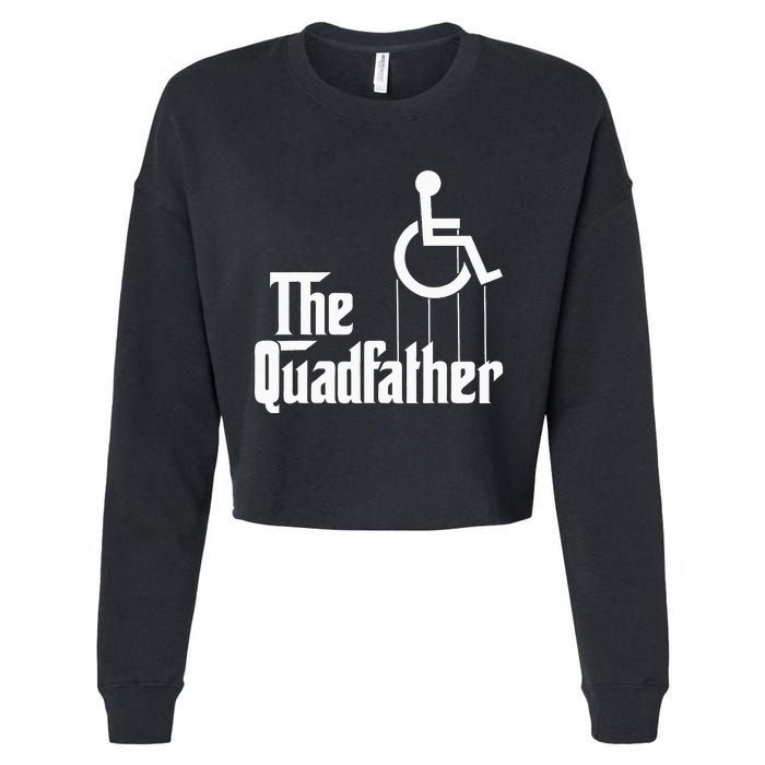 The Quadfather Handicap  Funny Wheelchair Cropped Pullover Crew