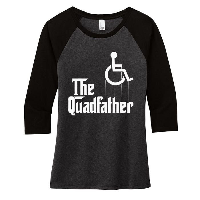 The Quadfather Handicap  Funny Wheelchair Women's Tri-Blend 3/4-Sleeve Raglan Shirt