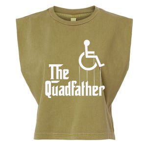 The Quadfather Handicap  Funny Wheelchair Garment-Dyed Women's Muscle Tee