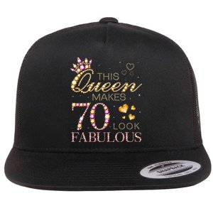 This Queen Makes 70 Look Fabulous 70th Birthday Queen B Day Flat Bill Trucker Hat