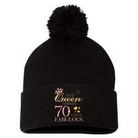 This Queen Makes 70 Look Fabulous 70th Birthday Queen B Day Pom Pom 12in Knit Beanie