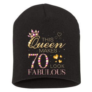 This Queen Makes 70 Look Fabulous 70th Birthday Queen B Day Short Acrylic Beanie