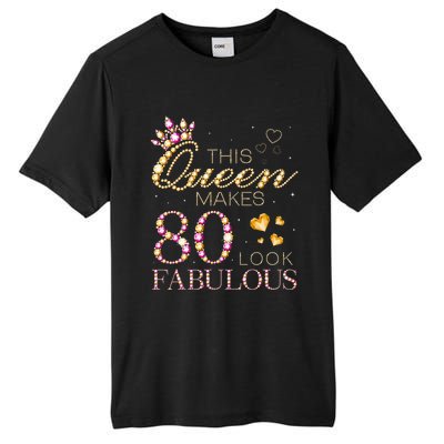 This Queen Makes 80 Look Fabulous 80th Birthday Queen B Day Tall Fusion ChromaSoft Performance T-Shirt