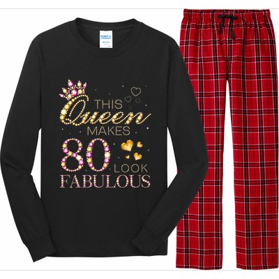 This Queen Makes 80 Look Fabulous 80th Birthday Queen B Day Long Sleeve Pajama Set