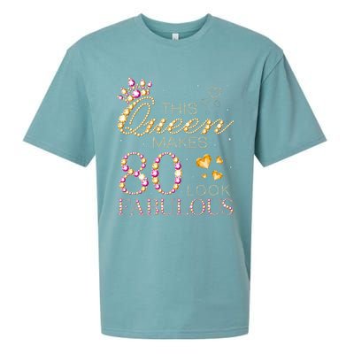 This Queen Makes 80 Look Fabulous 80th Birthday Queen B Day Sueded Cloud Jersey T-Shirt