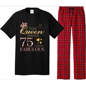 This Queen Makes 75 Look Fabulous 75th Birthday Present Queen B-day Pajama Set