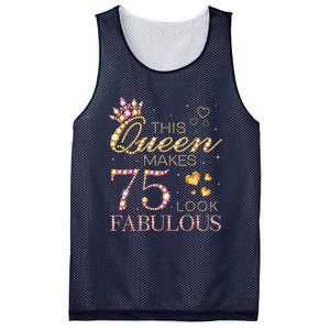 This Queen Makes 75 Look Fabulous 75th Birthday Present Queen B-day Mesh Reversible Basketball Jersey Tank