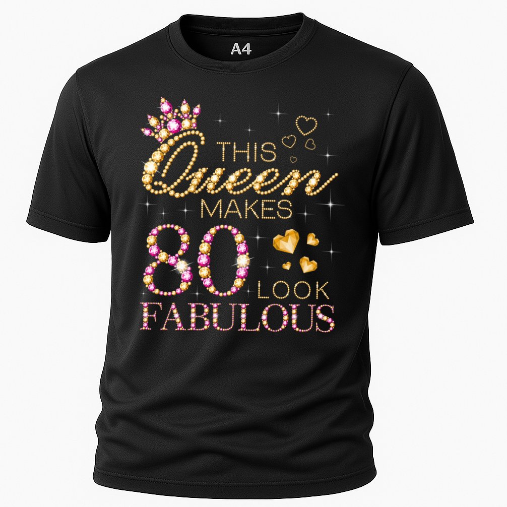 This Queen Makes 80 Look Fabulous 80th Birthday Queen B-day Cooling Performance Crew T-Shirt