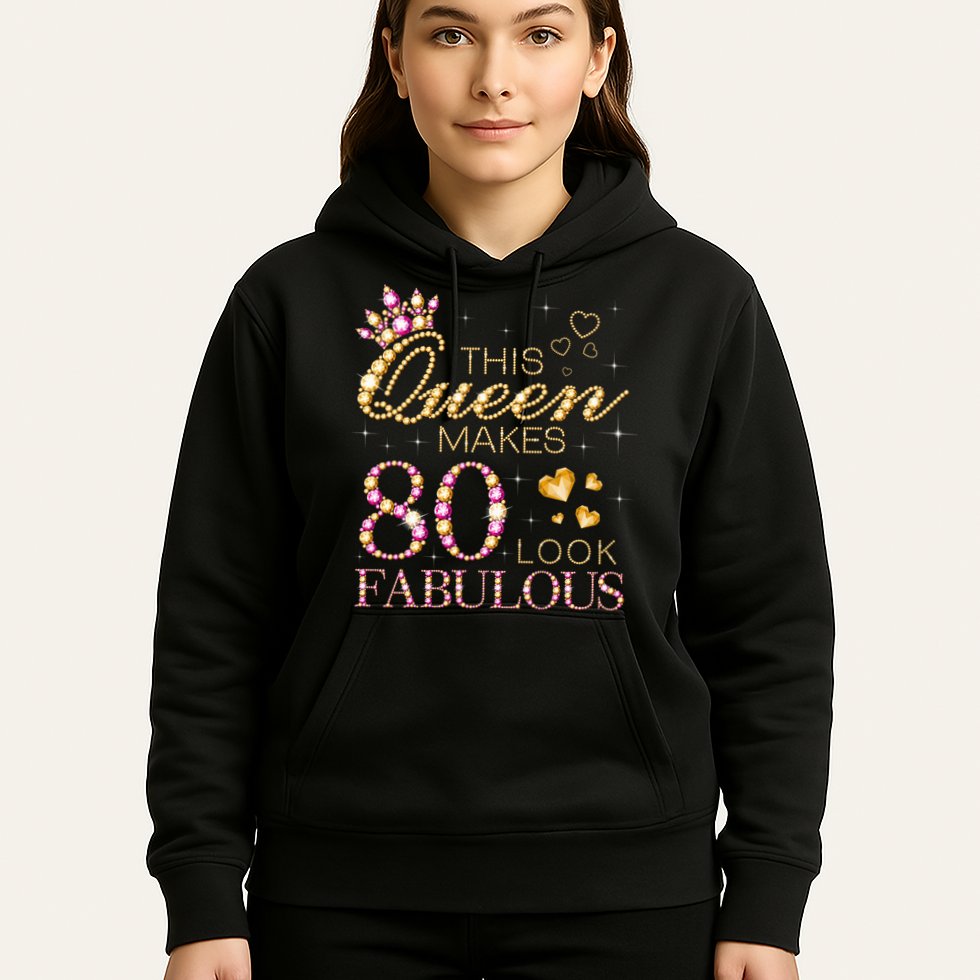 This Queen Makes 80 Look Fabulous 80th Birthday Queen B-day Hoodie