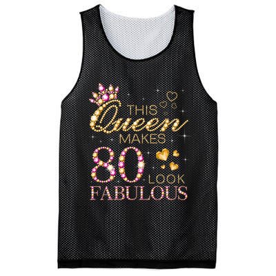 This Queen Makes 80 Look Fabulous 80th Birthday Queen B-day Mesh Reversible Basketball Jersey Tank