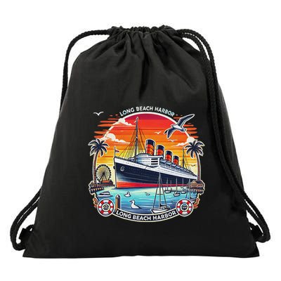 The Queen Mary Long Beach Historic Ocean Liner Drawstring Bag