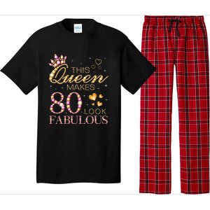 This Queen Makes 80 Look Fabulous 80th Birthday Queen B-day Long Sleeve Pajama Set