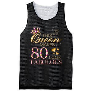 This Queen Makes 80 Look Fabulous 80th Birthday Queen B-day Long Sleeve Mesh Reversible Basketball Jersey Tank