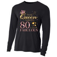 This Queen Makes 80 Look Fabulous 80th Birthday Queen B-day Long Sleeve Cooling Performance Long Sleeve Crew