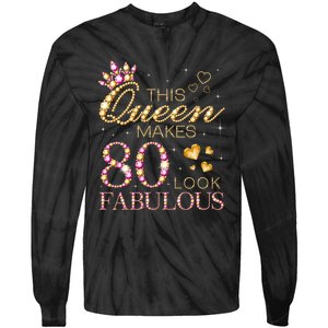 This Queen Makes 80 Look Fabulous 80th Birthday Queen B-day Long Sleeve Tie-Dye Long Sleeve Shirt