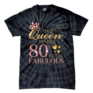 This Queen Makes 80 Look Fabulous 80th Birthday Queen B-day Long Sleeve Tie-Dye T-Shirt