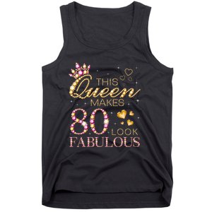 This Queen Makes 80 Look Fabulous 80th Birthday Queen B-day Long Sleeve Tank Top