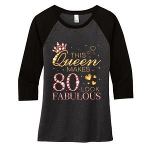 This Queen Makes 80 Look Fabulous 80th Birthday Queen B-day Long Sleeve Women's Tri-Blend 3/4-Sleeve Raglan Shirt