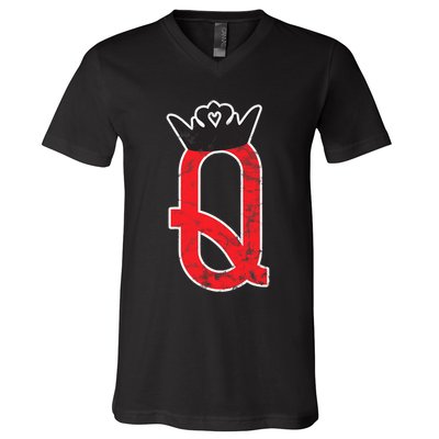 The Queen | Playing Card Poker V-Neck T-Shirt