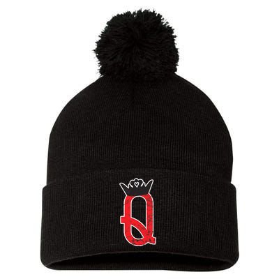 The Queen | Playing Card Poker Pom Pom 12in Knit Beanie