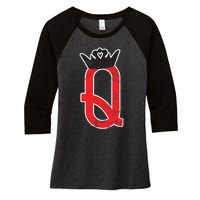 The Queen | Playing Card Poker Women's Tri-Blend 3/4-Sleeve Raglan Shirt