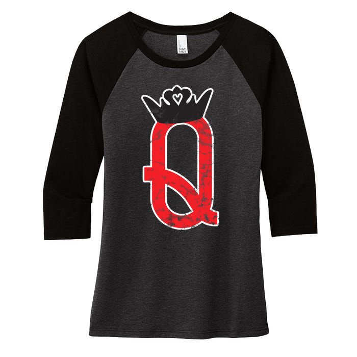 The Queen | Playing Card Poker Women's Tri-Blend 3/4-Sleeve Raglan Shirt