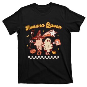 Trauma Queen Paramedic Crew Retro Halloween Emt Spooky Ghost T-Shirt