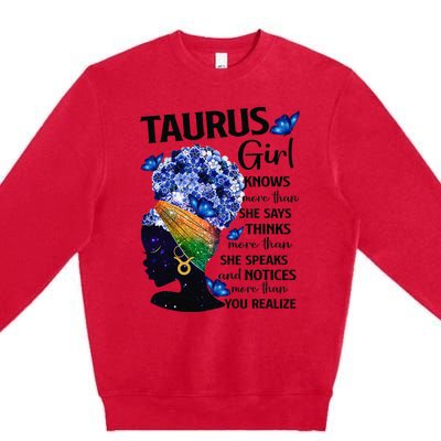 Taurus Queen Sweet As Candy Birthday Gift For Black Wo Premium Crewneck Sweatshirt