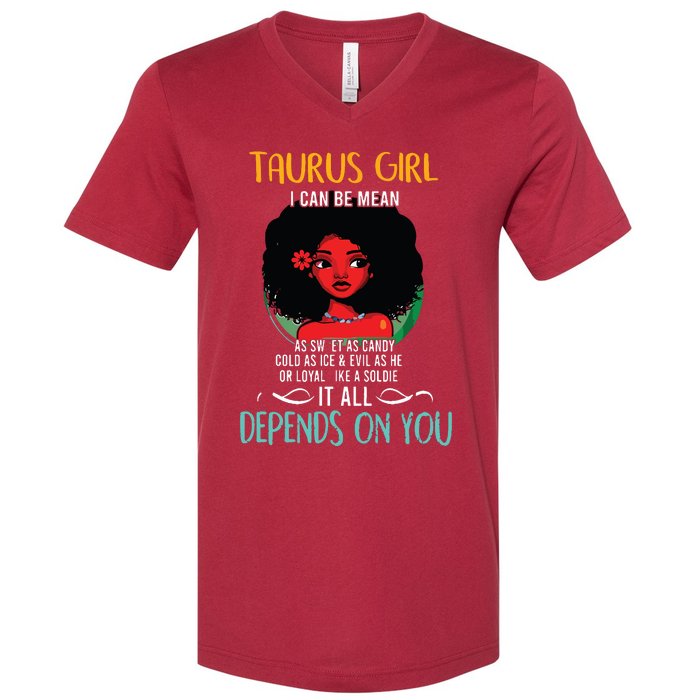 Taurus Queen Sweet As Candy Birthday Gift For Black Women V-Neck T-Shirt